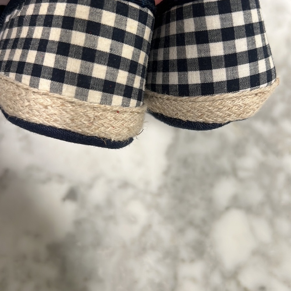 𝅺rising Star Baby Girl Espadrilles Navy Blue Gingham Bow 6-9 months - Picture 5 of 6